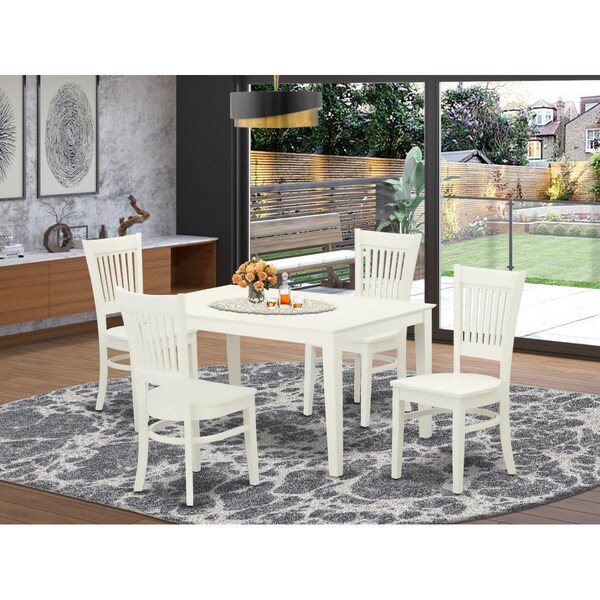 East West Furniture 5 Piece Capri Dinette Set - Linen White CAVA5-LWH-W - main